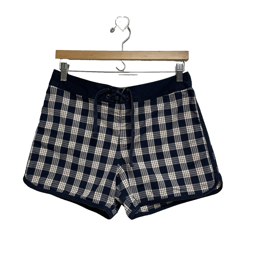 Patagonia Women's Blue & Cream Checkered Shorts - Size 6